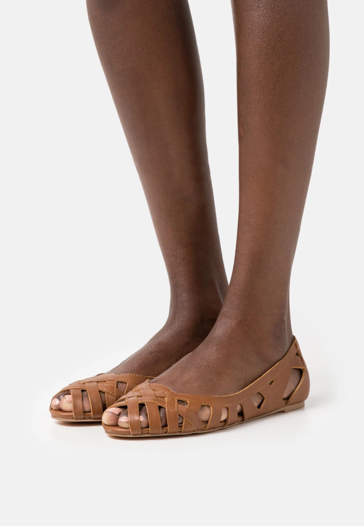 Anna Field Leather - Peeptoe Ballerina'S - Cognac 1 Anna Field Leather - Peeptoe Ballerina'S - Cognac