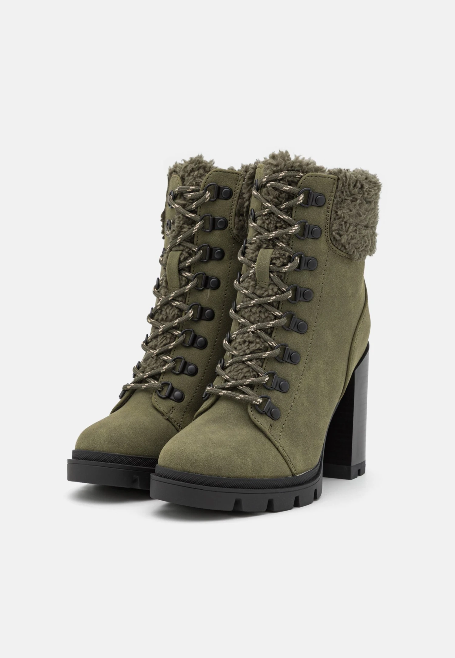 Anna Field Leather - Veterboots - Khaki 3 Anna Field Leather - Veterboots - Khaki - Afbeelding 3