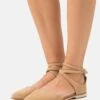 Anna Field Leather- Ballerina'S Met Enkelbandjes - Beige